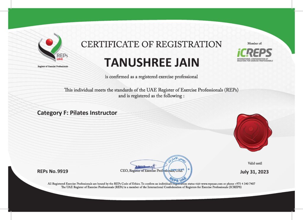 REPs UAE E-Certificate Tanushree Jain - July 2023